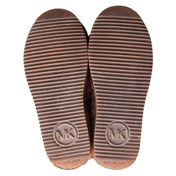 MICHAEL Michael Kors Faux Fur Stark Logo Tab Slipper Booties Brown Womens 9 $135 - Picture 7 of 7